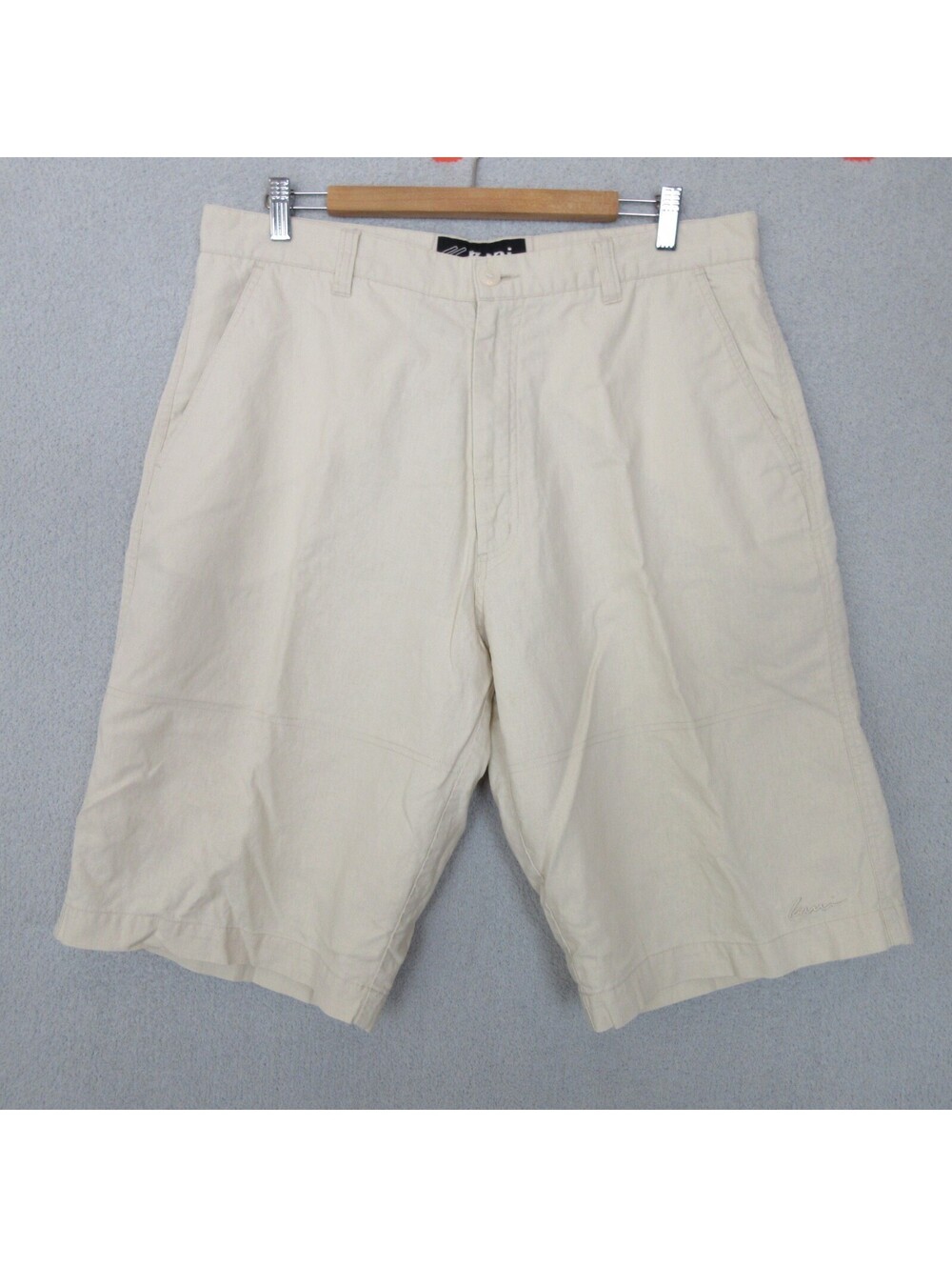 VTG 90’s Karl Kani Linen Blend Shorts Mens 36x13 Ivory Flat Front Pockets